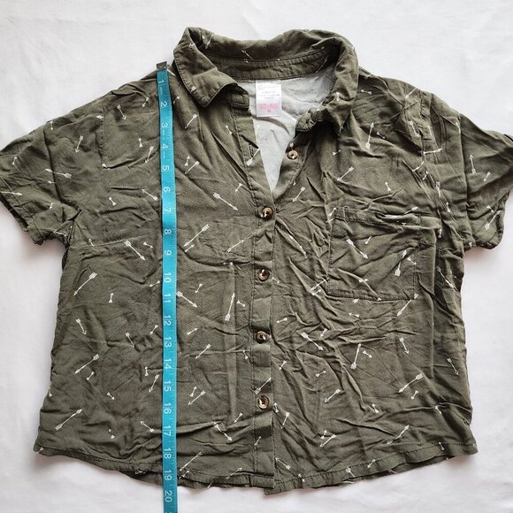 Short Sleeve Button Down Shirt Arrow Green NOBO Juniors Sz Med to LG - Picture 4 of 6